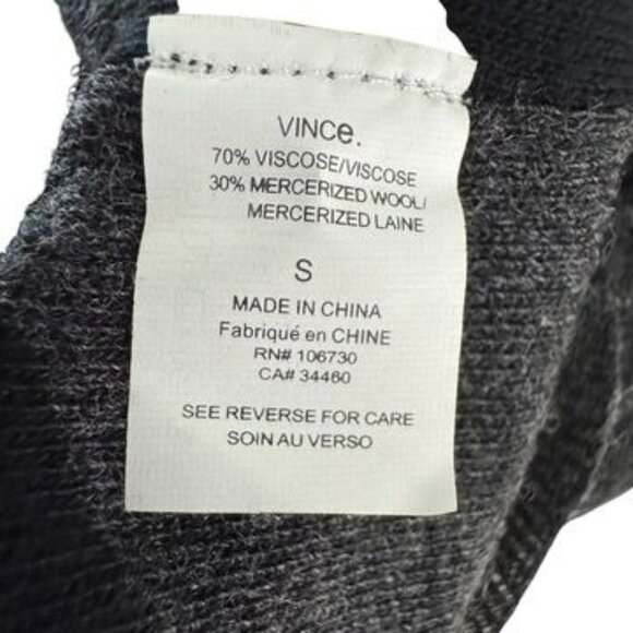 Vince Mercerized Wool Striped v-neck sweater womens size small black and gray - Picture 6 of 8